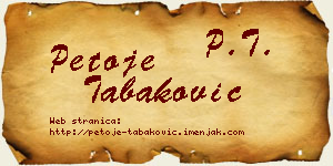 Petoje Tabaković vizit kartica